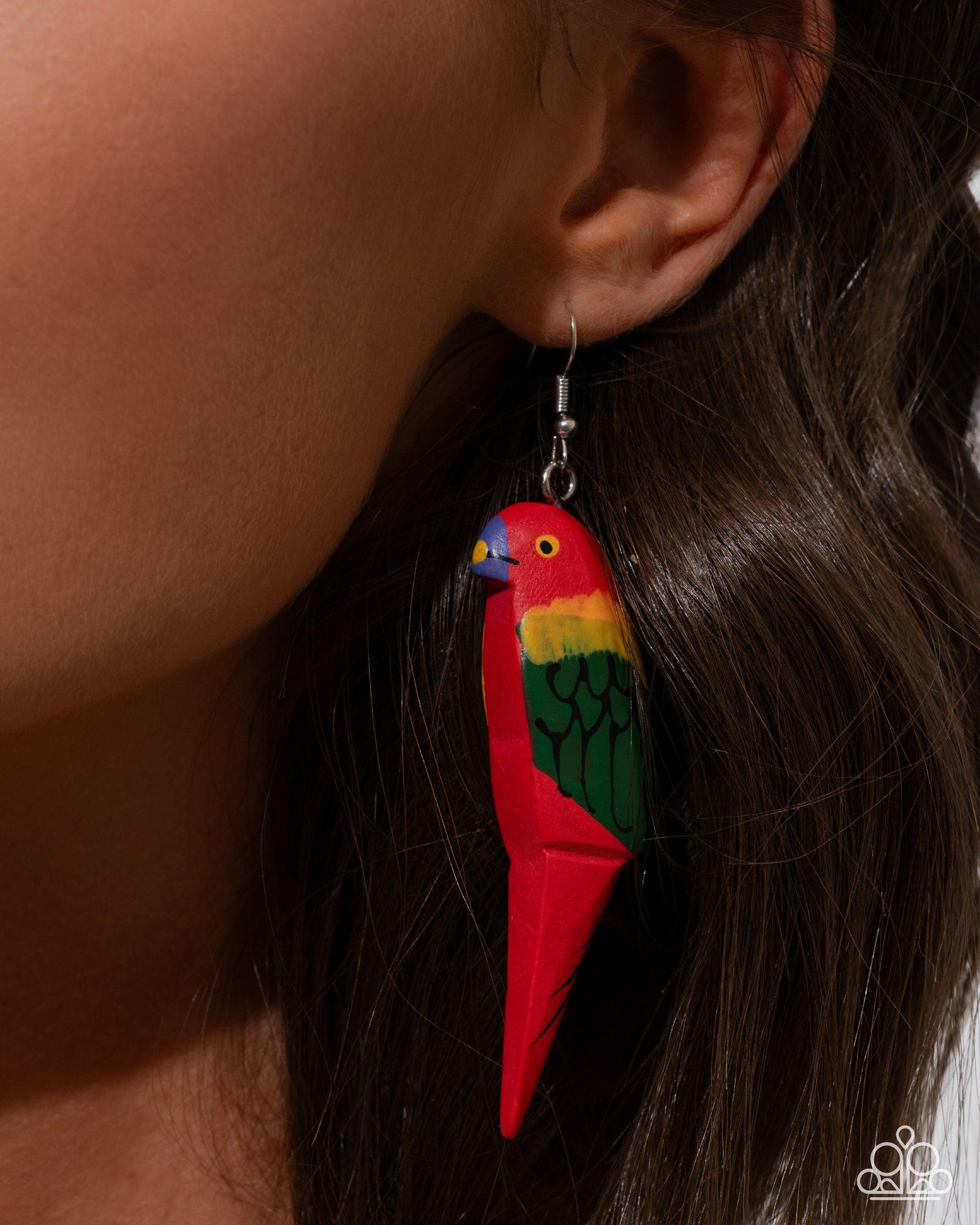 Pampered Parrot Red Earrings - Paparazzi Accessories- lightbox - CarasShop.com - Paparazzi Jewelry by Cara Jewels