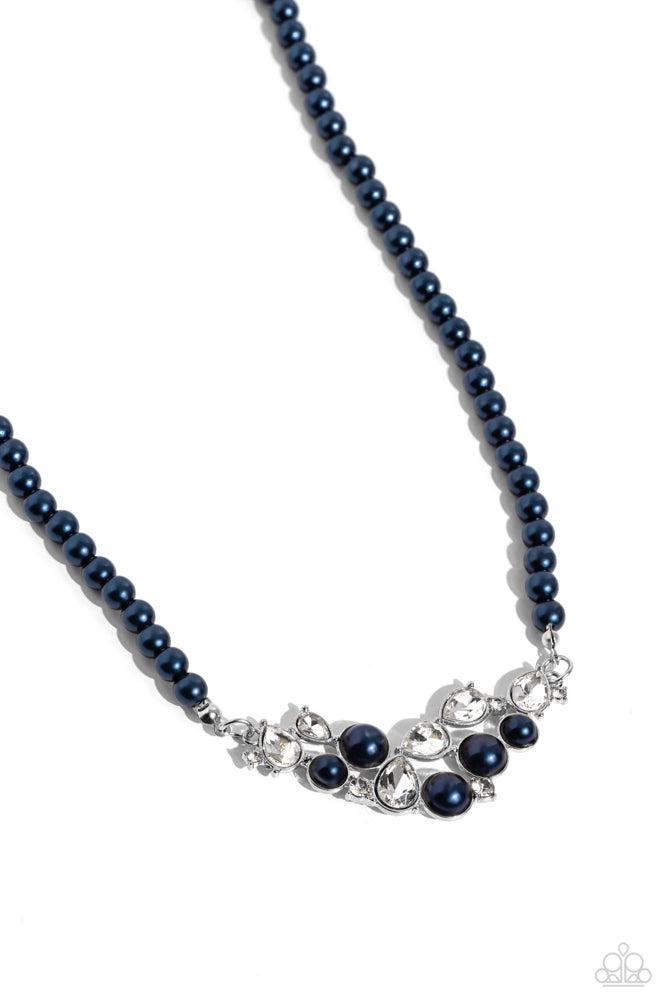 Pampered Pearls Blue Necklace - Paparazzi Accessories- lightbox - CarasShop.com - Paparazzi Jewelry by Cara Jewels