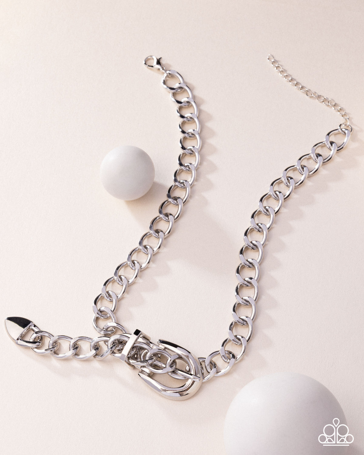 paparazzi Bold Buckle Silver Necklace- lightbox - CarasShop.com - Paparazzi Jewelry by Cara Jewels