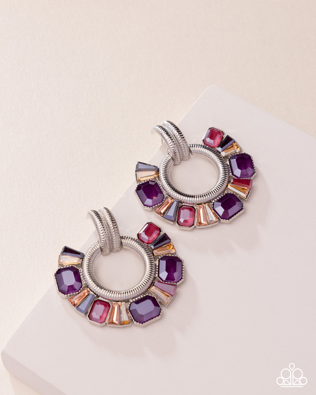 paparazzi Courteous Chic Purple Gem Earrings- lightbox - CarasShop.com - Paparazzi Jewelry by Cara Jewels