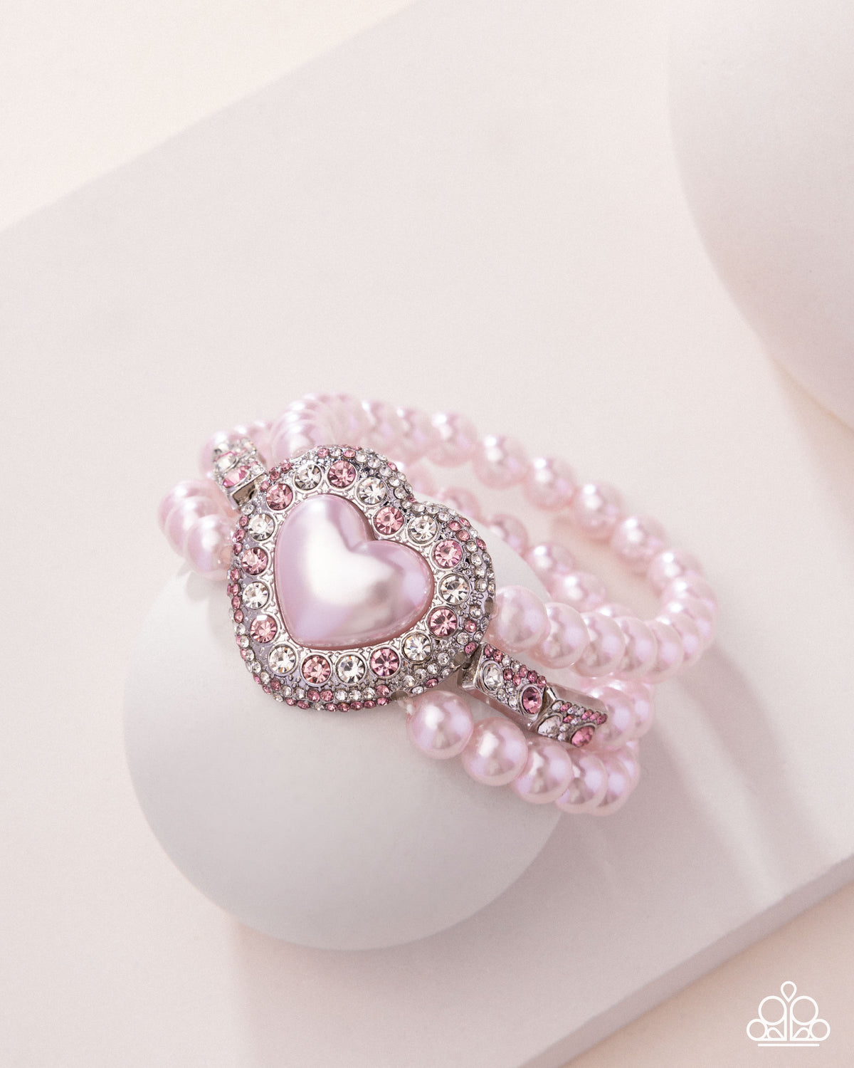 paparazzi Lifelong Love Letter Pink Pearl Heart Bracelet- lightbox - CarasShop.com - Paparazzi Jewelry by Cara Jewels