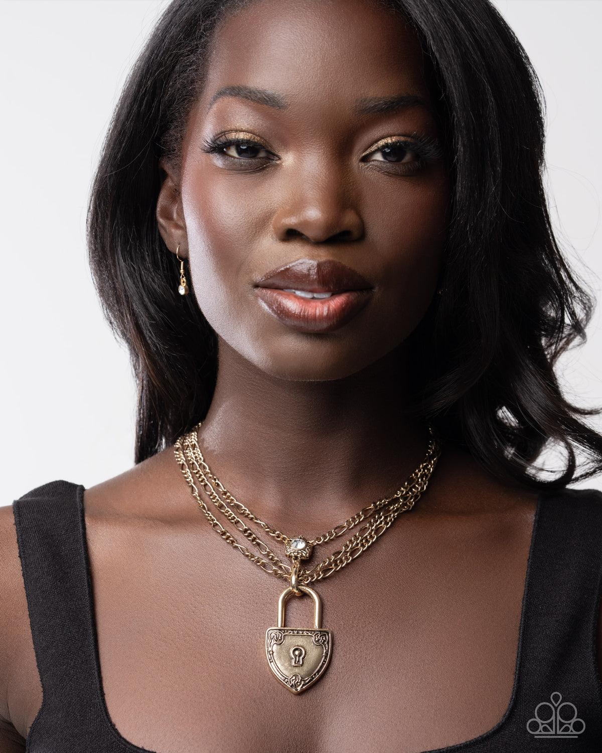 paparazzi "Lock" Show Gold Necklace- lightbox - CarasShop.com - Paparazzi Jewelry by Cara Jewels