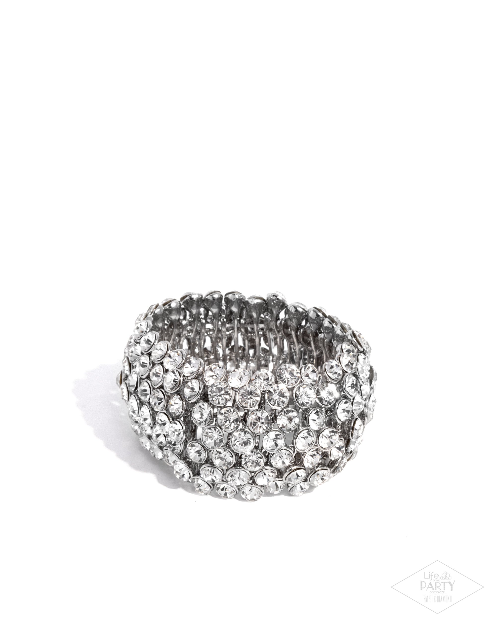 Paparazzi Playing With Fire White Rhinestone Zi Collection Bracelet- lightbox - CarasShop.com - Paparazzi Jewelry by Cara Jewels