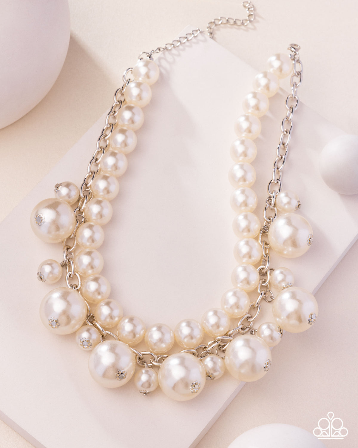 paparazzi Sophisticated to the Max White Pearl Choker Necklace- lightbox - CarasShop.com - Paparazzi Jewelry by Cara Jewels