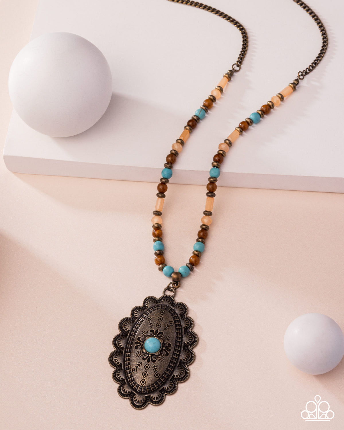 paparazzi Soulful Stones Multi & Brass Necklace- lightbox - CarasShop.com - Paparazzi Jewelry by Cara Jewels