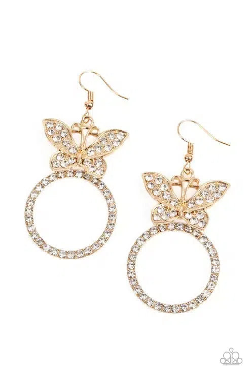 Paradise Found Gold Earrings - Paparazzi Accessories- lightbox - CarasShop.com - Paparazzi Jewelry by Cara Jewels