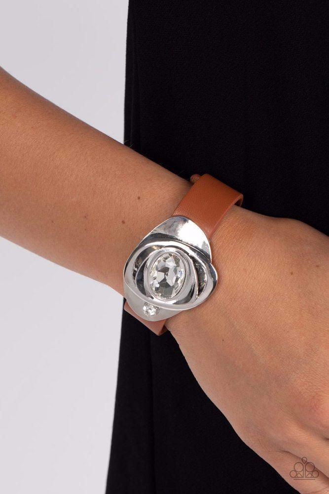 Pasadena Prairies Brown Bracelet - Paparazzi Accessories- on model - CarasShop.com - Paparazzi Jewelry by Cara Jewels