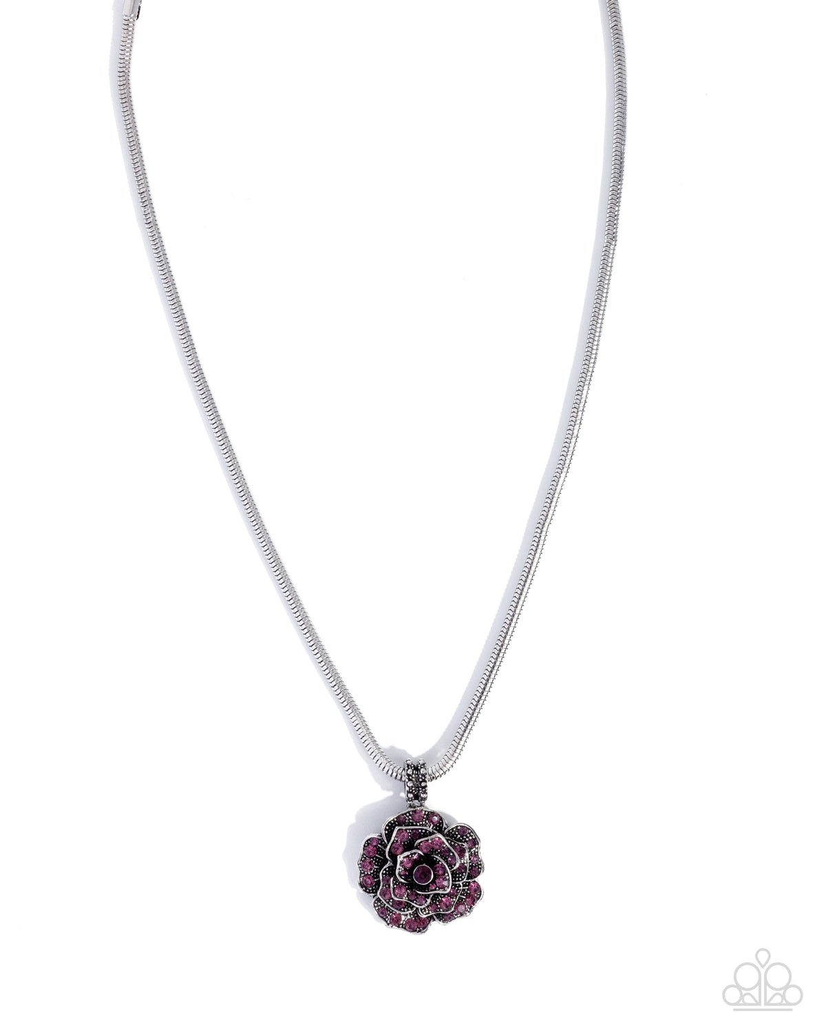 Passionate Petals Purple Rhinestone Flower Necklace - Paparazzi Accessories- lightbox - CarasShop.com - Paparazzi Jewelry by Cara Jewels