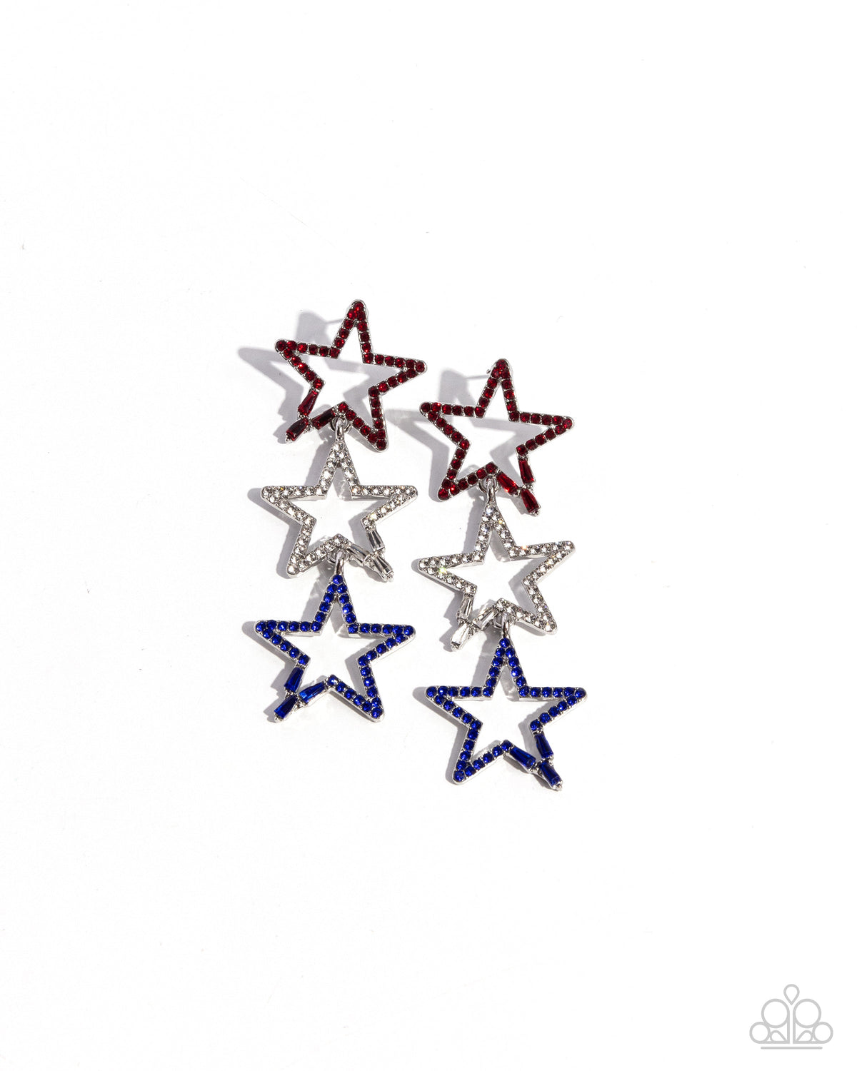 Patriotic Pageantry Multi Red-White-Blue Star Earrings - Paparazzi Accessories- lightbox - CarasShop.com - Paparazzi Jewelry by Cara Jewels