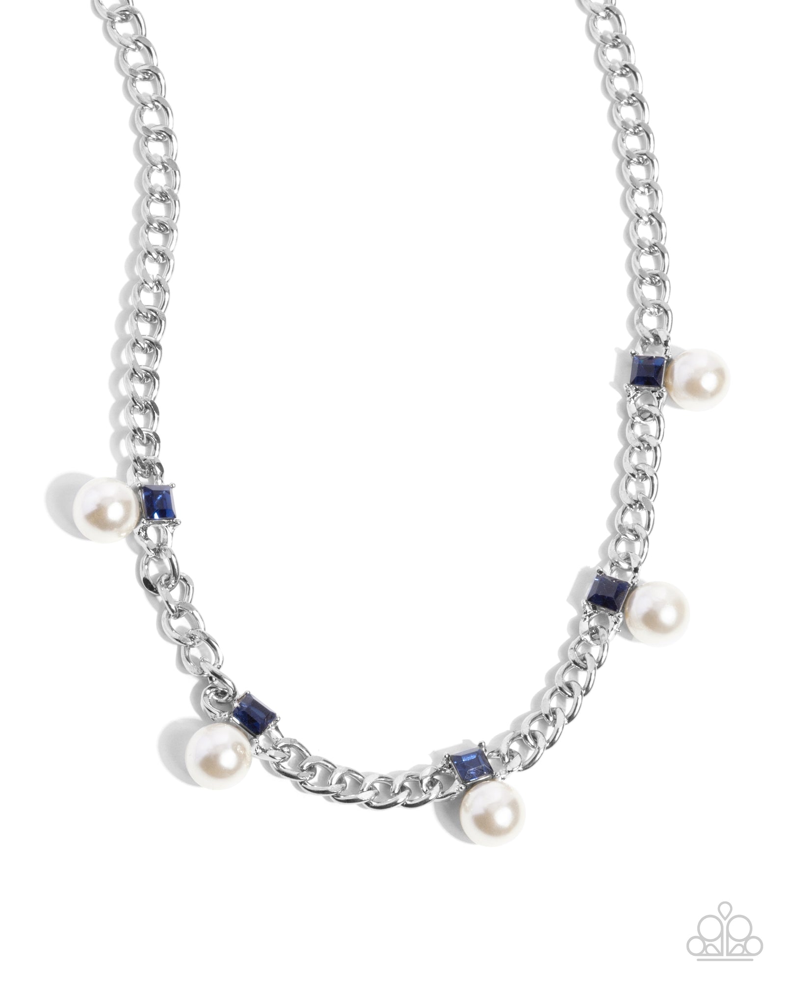 Pearl Pedestal Blue Necklace - Paparazzi Accessories- lightbox - CarasShop.com - Paparazzi Jewelry by Cara Jewels