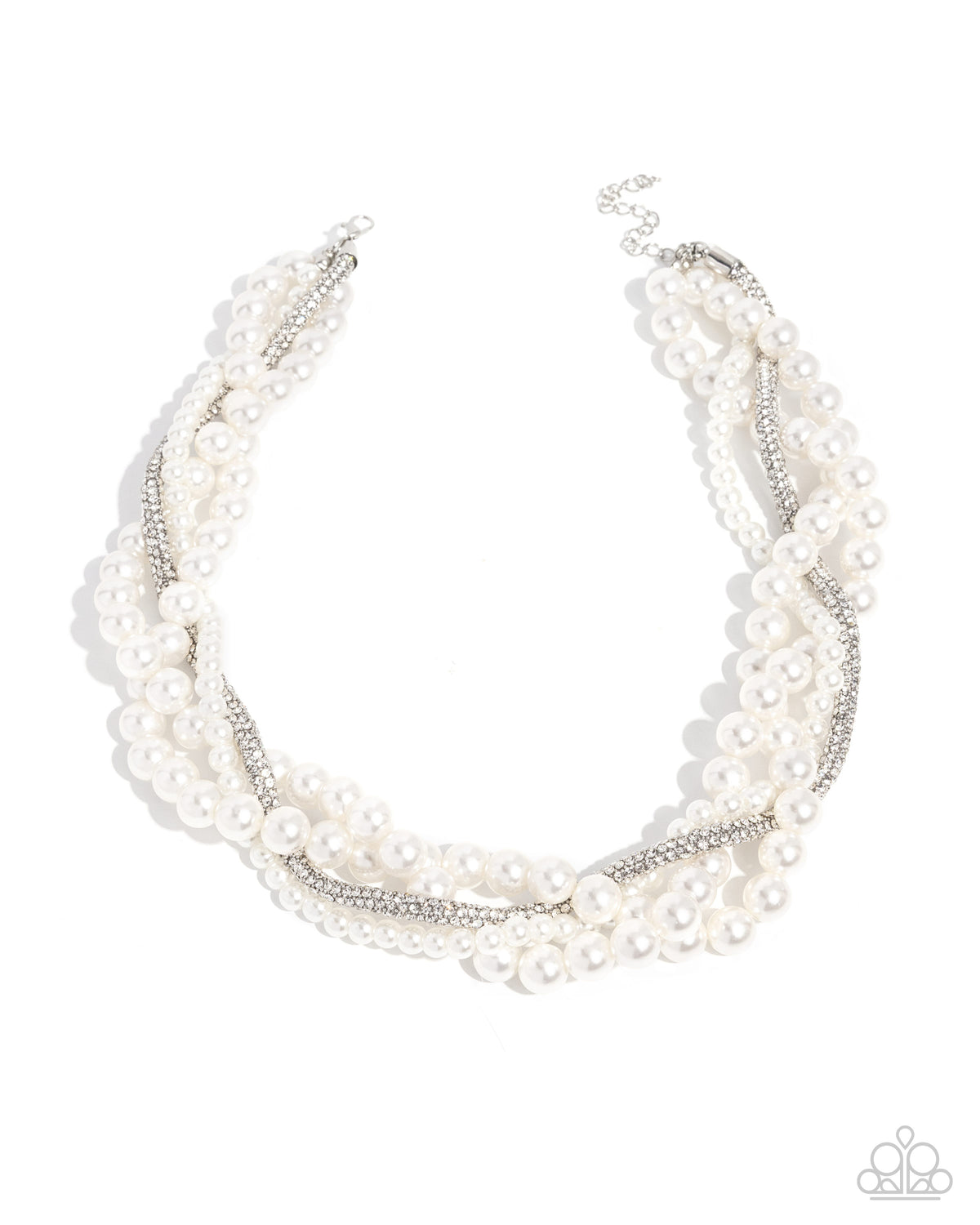 Pearl Pinnacle White Pearl Necklace - Paparazzi Accessories- lightbox - CarasShop.com - Paparazzi Jewelry by Cara Jewels