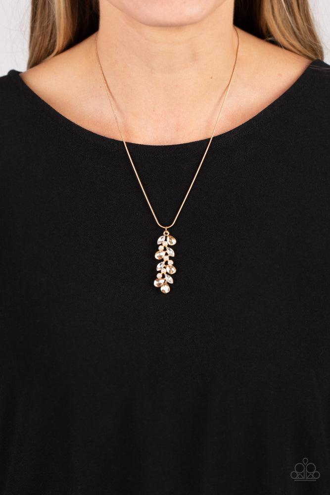 Pearls Before VINE Gold Necklace - Paparazzi Accessories-on model - CarasShop.com - Paparazzi Jewelry by Cara Jewels