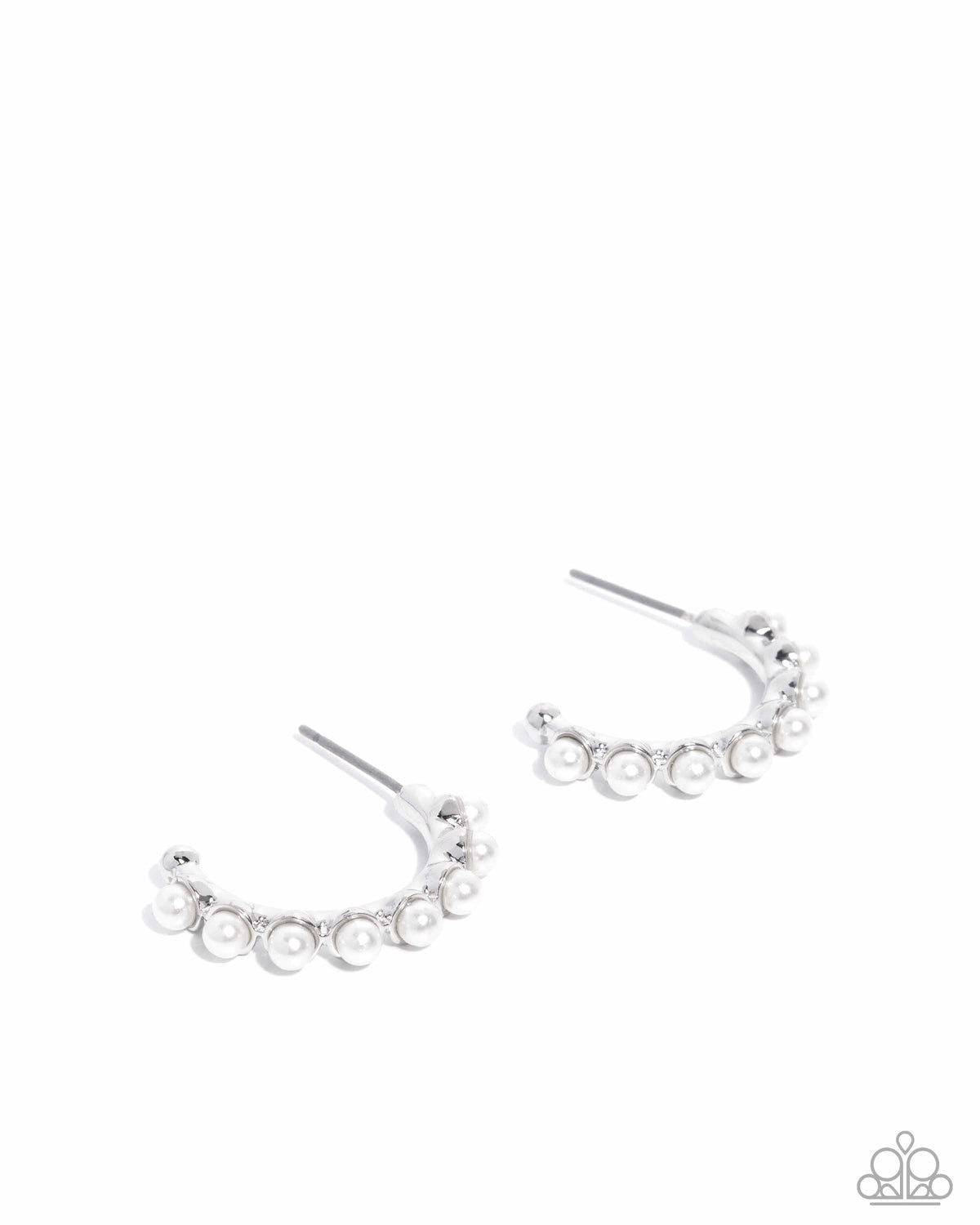 Pearly Passage White Pearl Hoop Earrings - Paparazzi Accessories- lightbox - CarasShop.com - Paparazzi Jewelry by Cara Jewels