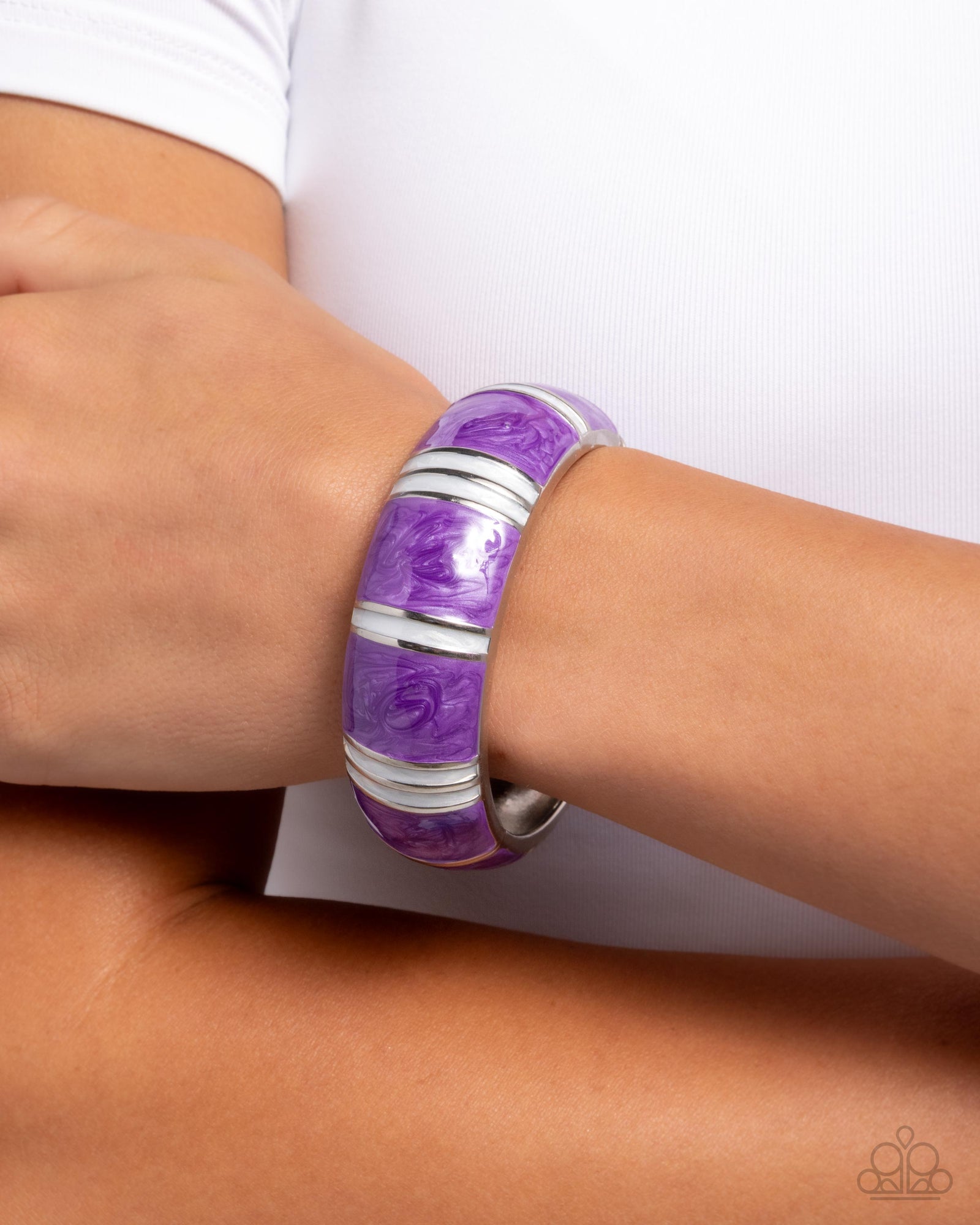 Pearly Persistence Purple Bracelet - Paparazzi Accessories- lightbox - CarasShop.com - Paparazzi Jewelry by Cara Jewels