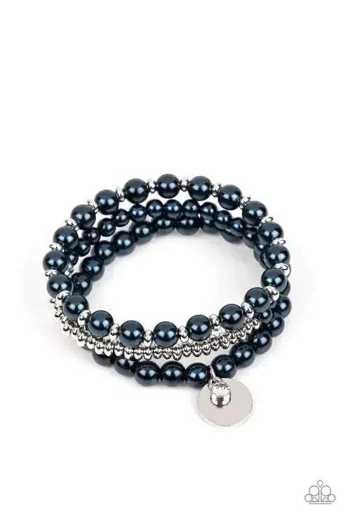 Pearly Professional Blue Bracelet - Paparazzi Accessories- lightbox - CarasShop.com - Paparazzi Jewelry by Cara Jewels