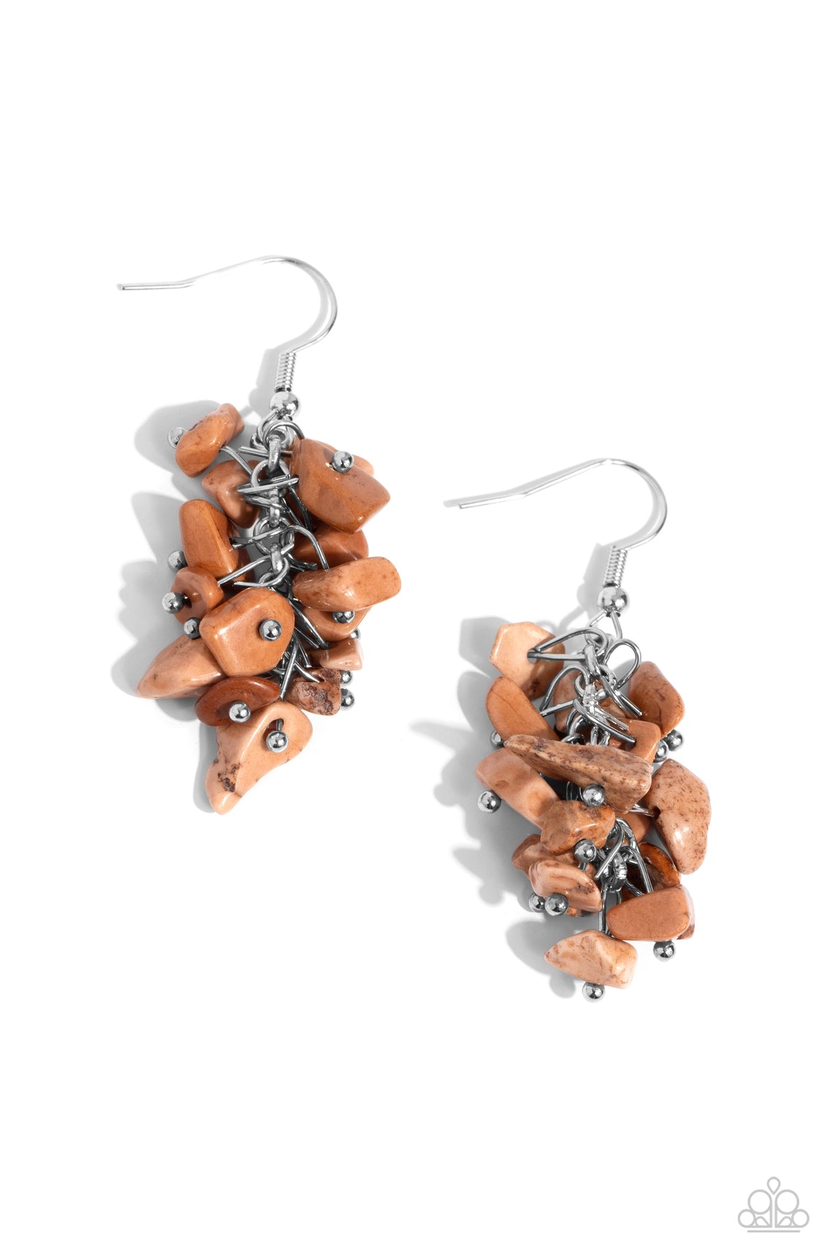 Pebble Palette Brown Pebble Earrings - Paparazzi Accessories- lightbox - CarasShop.com - Paparazzi Jewelry by Cara Jewels