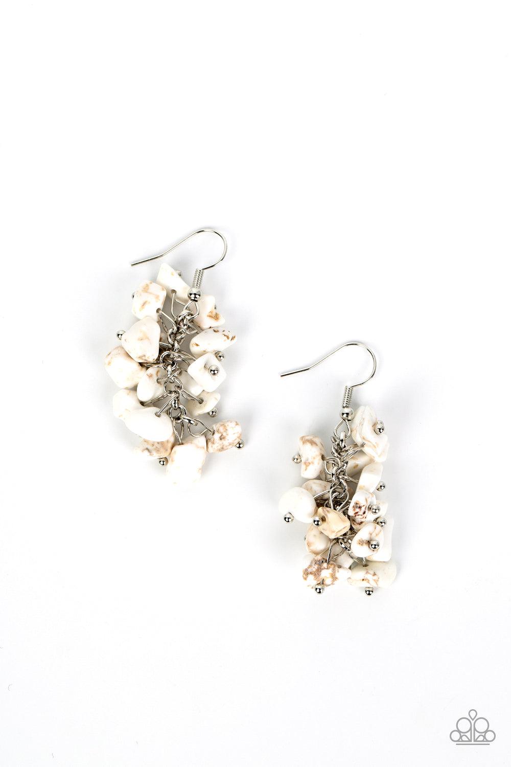 Pebble Palette White Stone Earrings - Paparazzi Accessories- lightbox - CarasShop.com - Paparazzi Jewelry by Cara Jewels