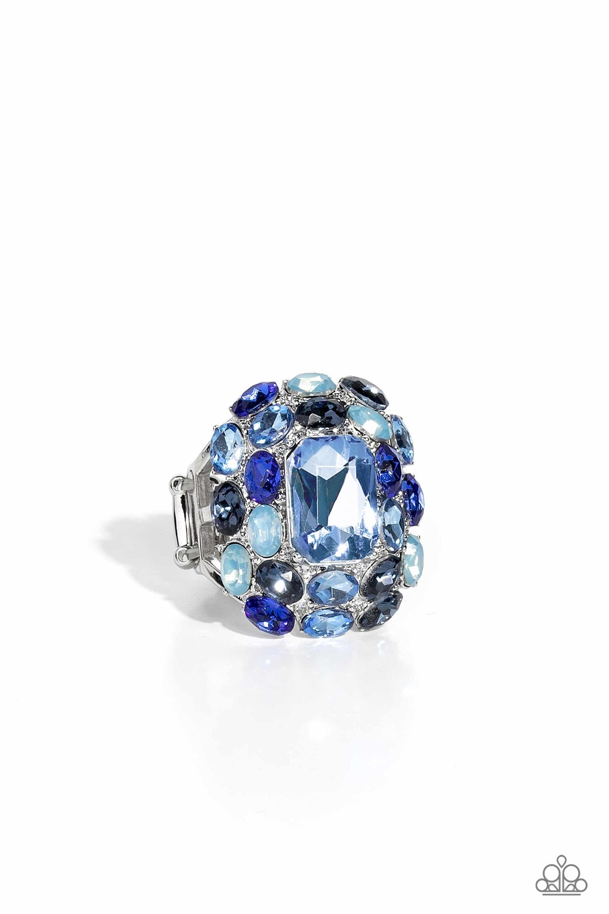 Perfectly Park Avenue Blue Rhinestone Ring - Paparazzi Accessories- lightbox - CarasShop.com - Paparazzi Jewelry by Cara Jewels