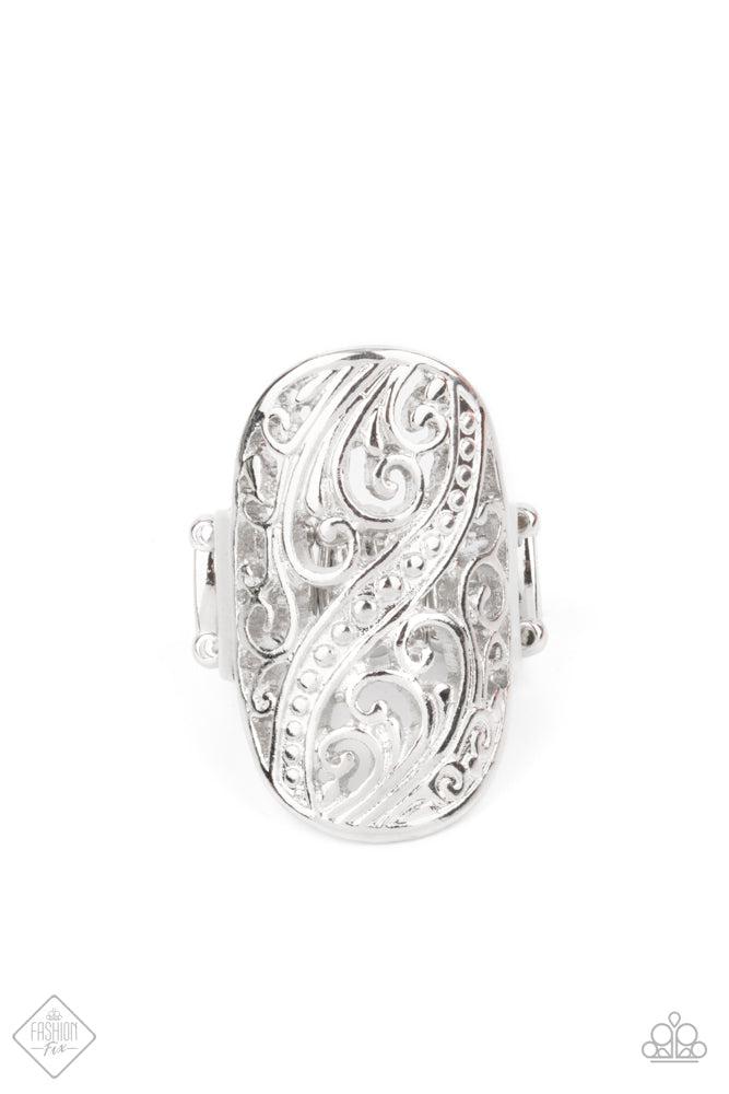 Pier Paradise Silver Ring - Paparazzi Accessories- lightbox - CarasShop.com - Paparazzi Jewelry by Cara Jewels