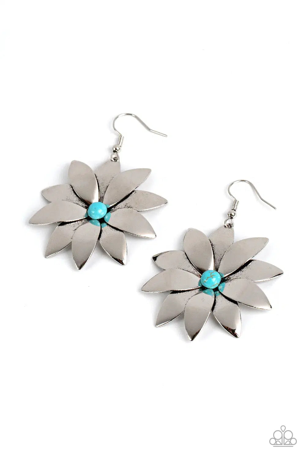 Pinwheel Prairies Blue Earrings - Paparazzi Accessories- lightbox - CarasShop.com - Paparazzi Jewelry by Cara Jewels