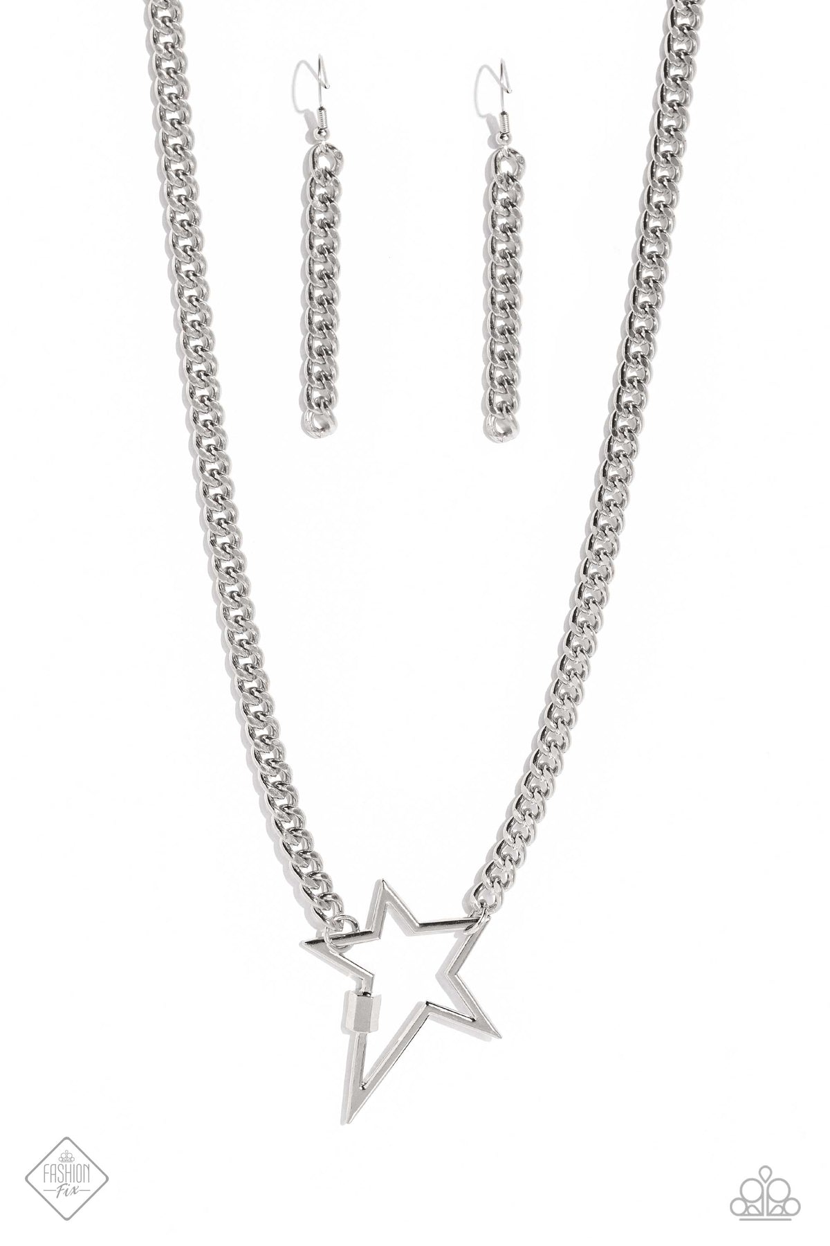 Playful Popstar Silver Necklace - Paparazzi Accessories- lightbox - CarasShop.com - Paparazzi Jewelry by Cara Jewels