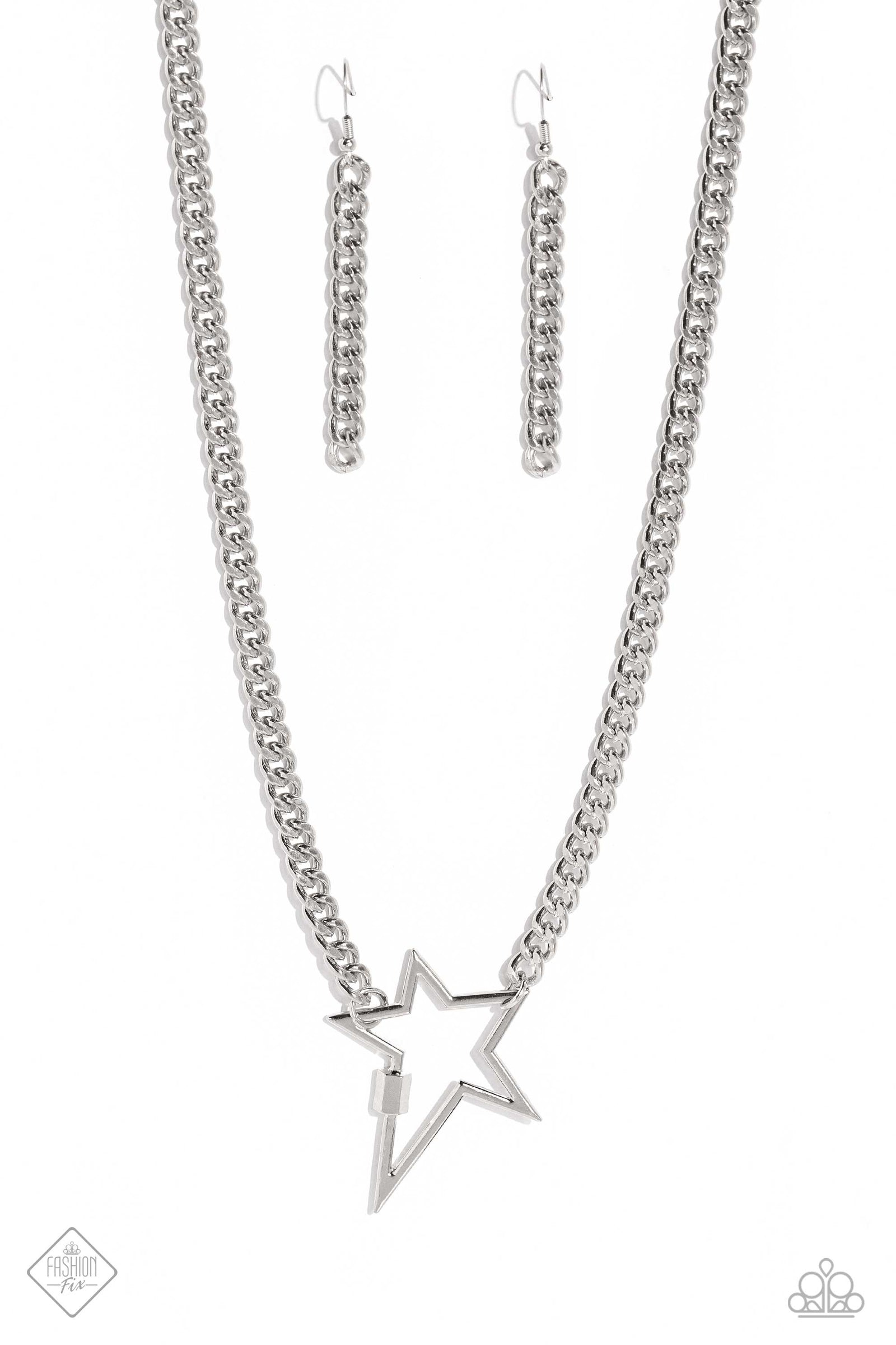 Playful Popstar Silver Necklace - Paparazzi Accessories- lightbox - CarasShop.com - Paparazzi Jewelry by Cara Jewels