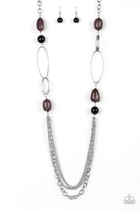 Pleasant Promenade Black Necklace - Paparazzi Accessories- lightbox - CarasShop.com - Paparazzi Jewelry by Cara Jewels