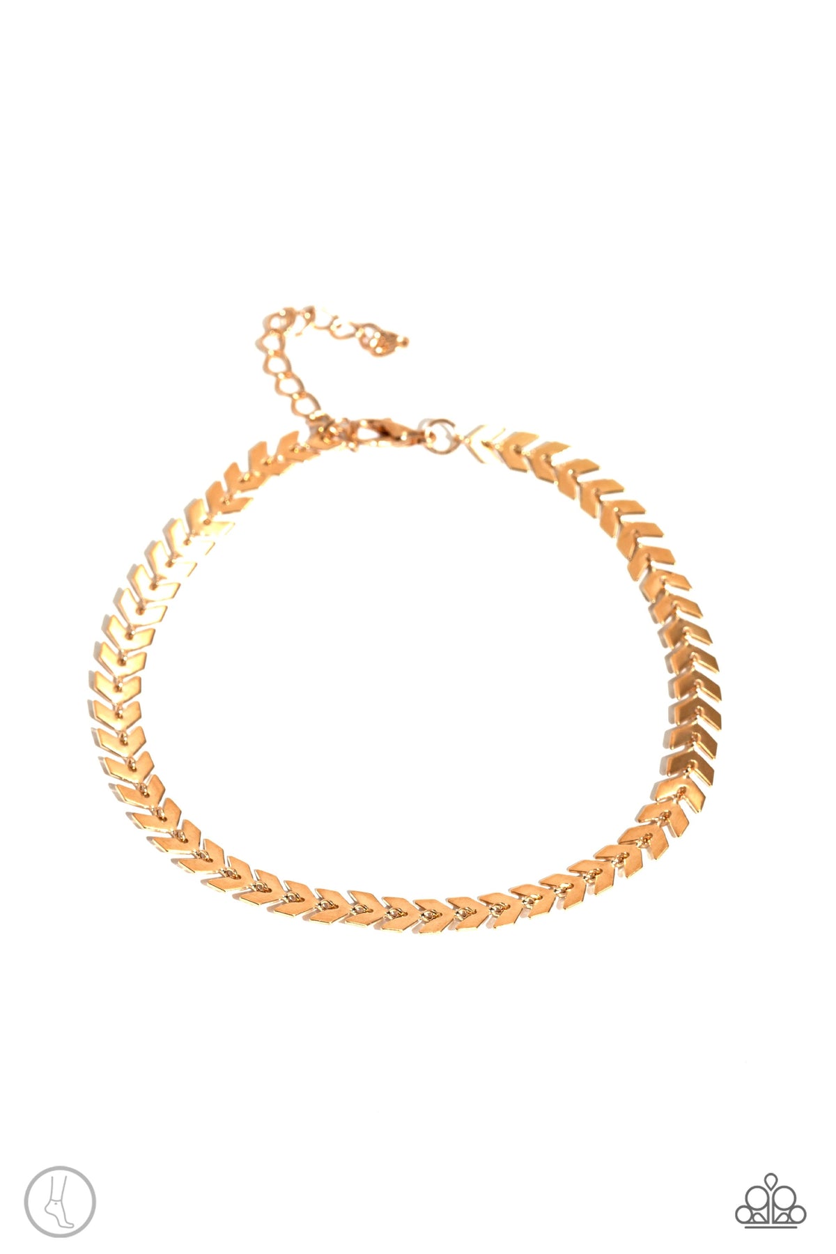 Point in Time Gold Anklet - Paparazzi Accessories- lightbox - CarasShop.com - Paparazzi Jewelry by Cara Jewels
