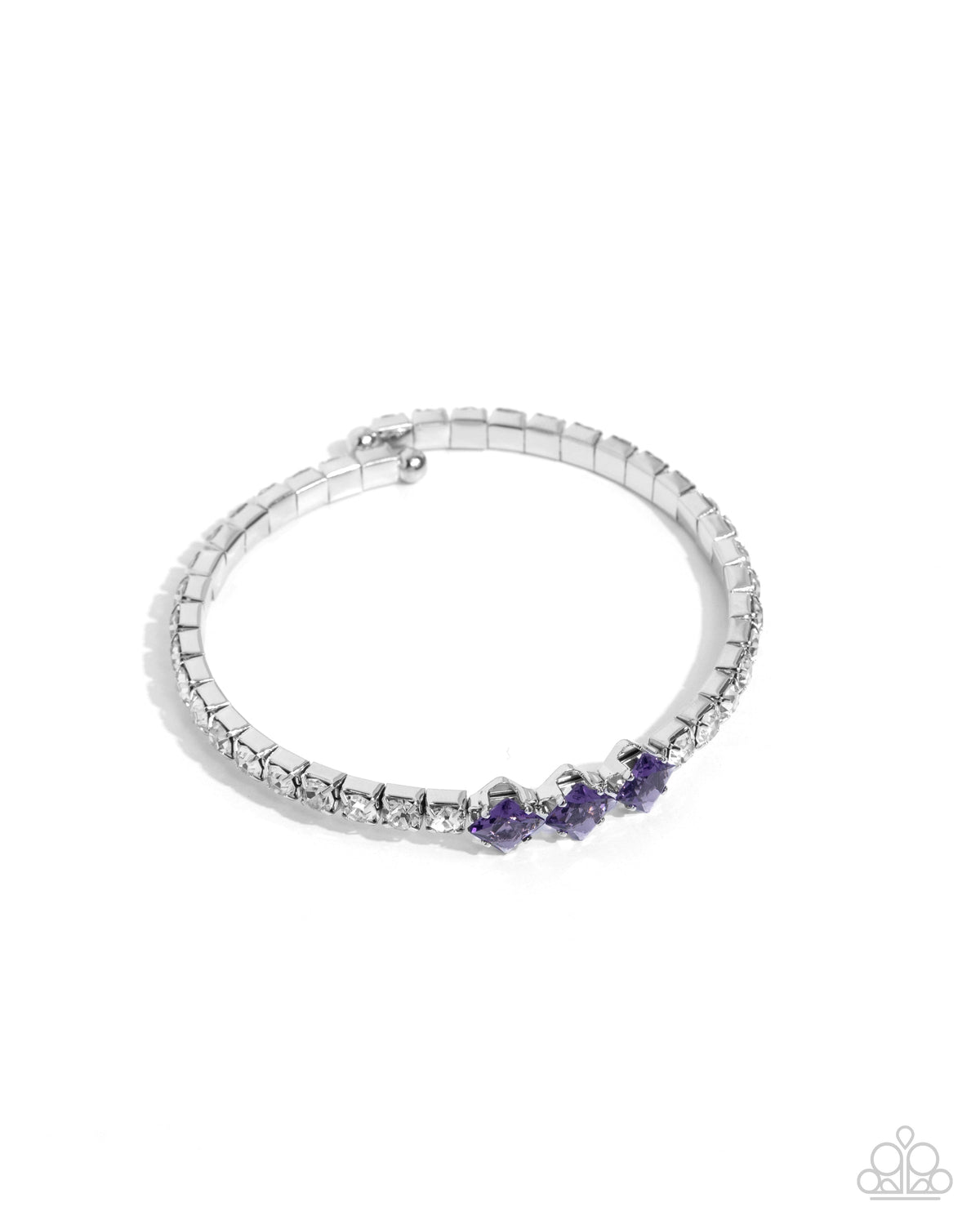 Pointed Production Purple & White Rhinestone Bracelet - Paparazzi Accessories- lightbox - CarasShop.com - Paparazzi Jewelry by Cara Jewels
