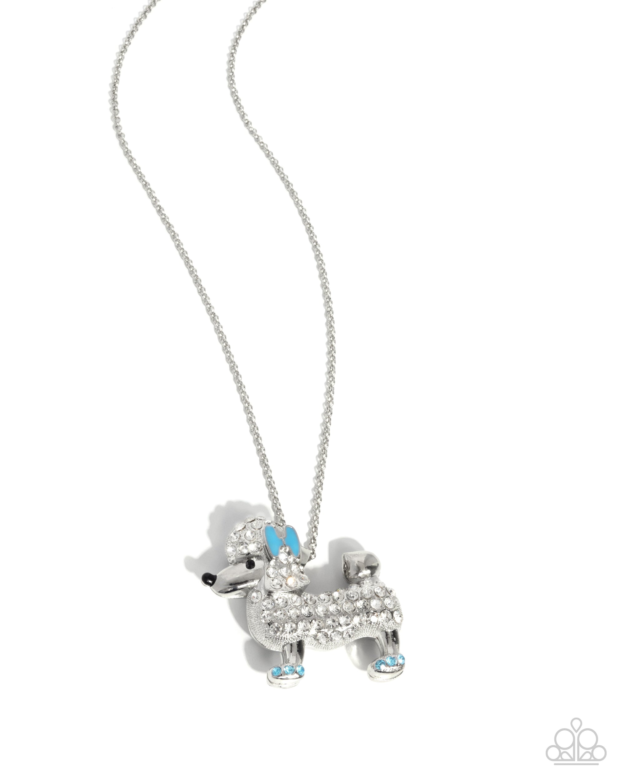 Poodle Pageantry Blue & White Rhinestone Dog Necklace - Paparazzi Accessories- lightbox - CarasShop.com - Paparazzi Jewelry by Cara Jewels