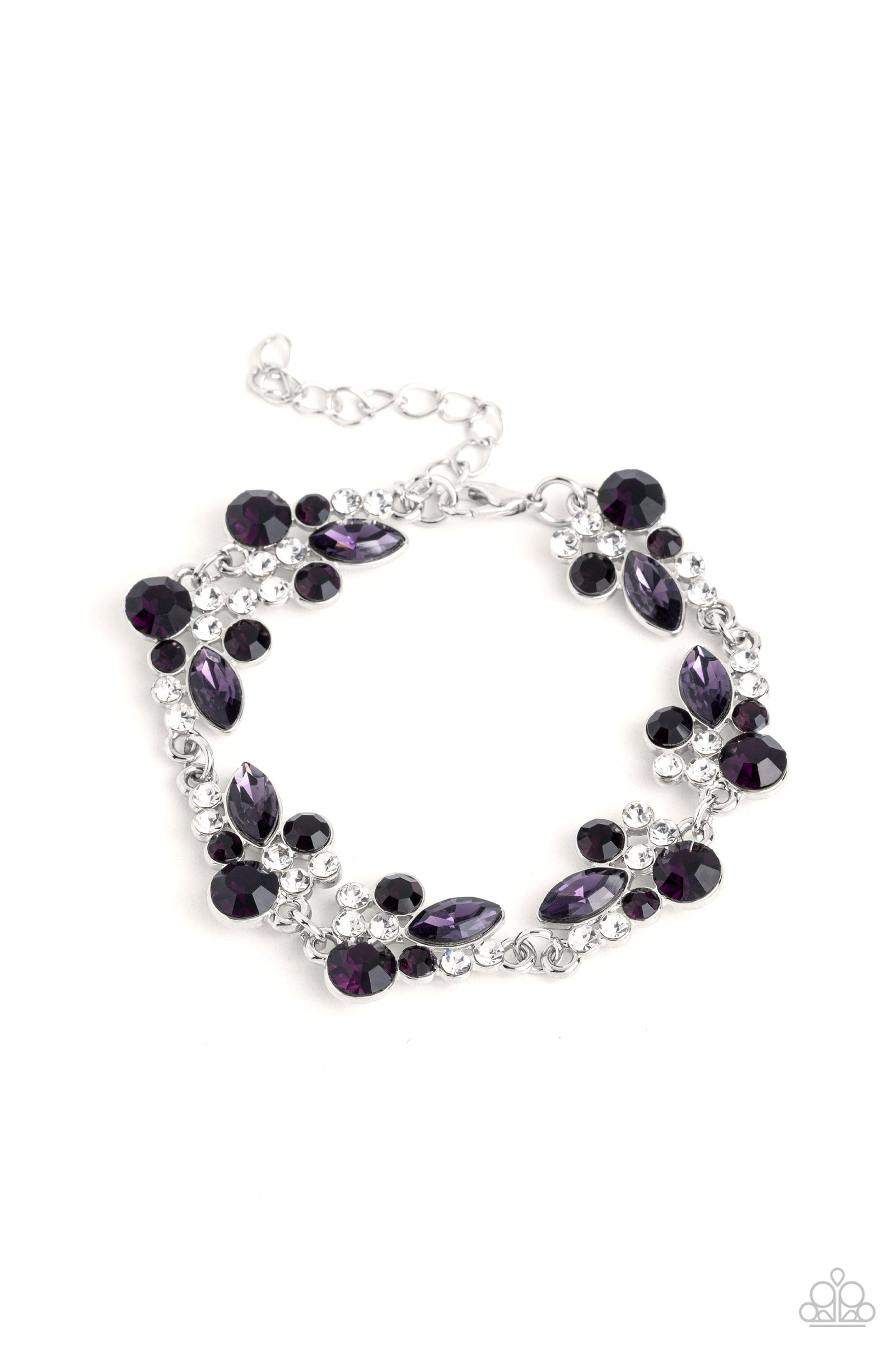Poolside Perfection Purple Rhinestone Bracelet - Paparazzi Accessories- lightbox - CarasShop.com - Paparazzi Jewelry by Cara Jewels