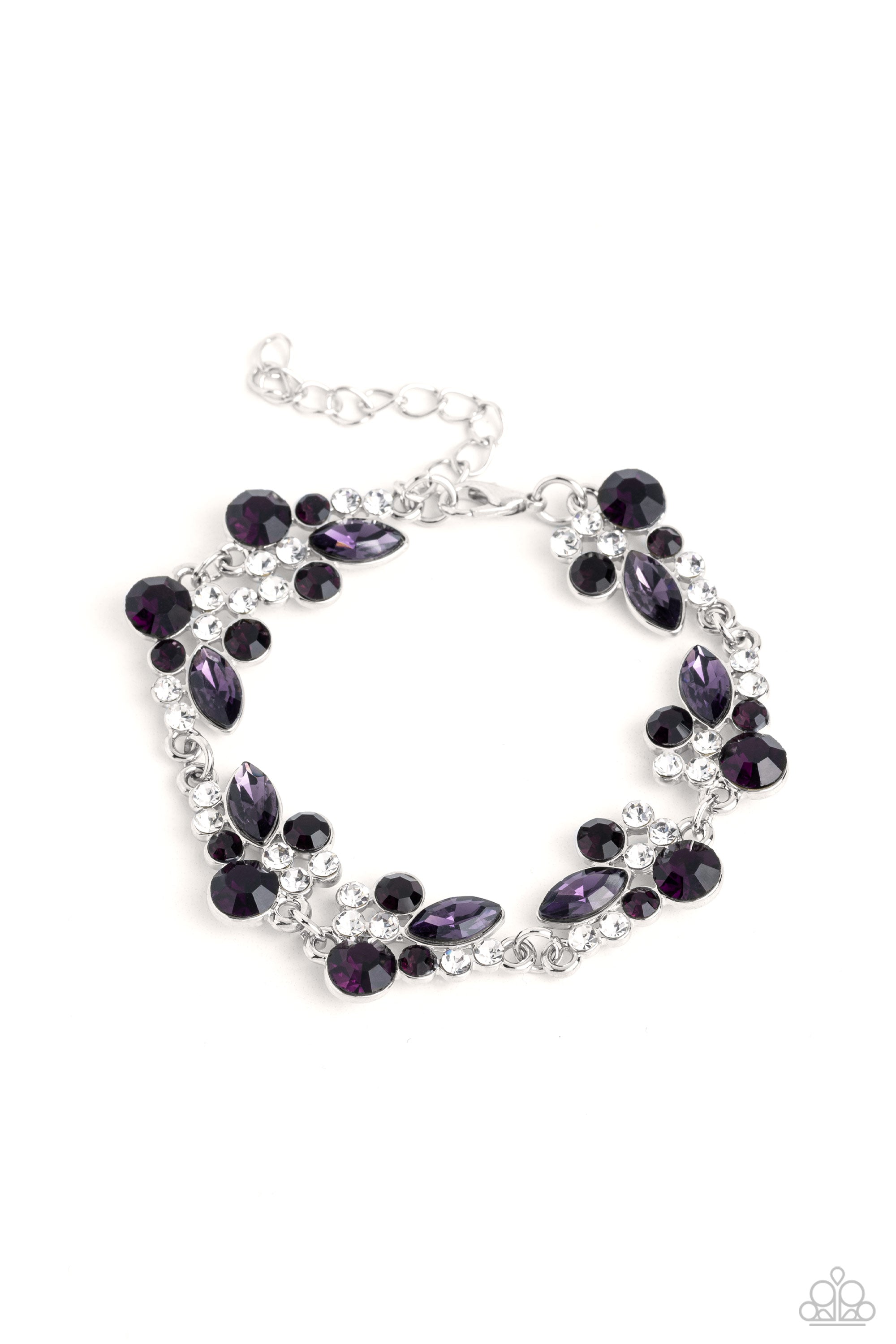Poolside Perfection Purple Rhinestone Bracelet - Paparazzi Accessories- lightbox - CarasShop.com - Paparazzi Jewelry by Cara Jewels