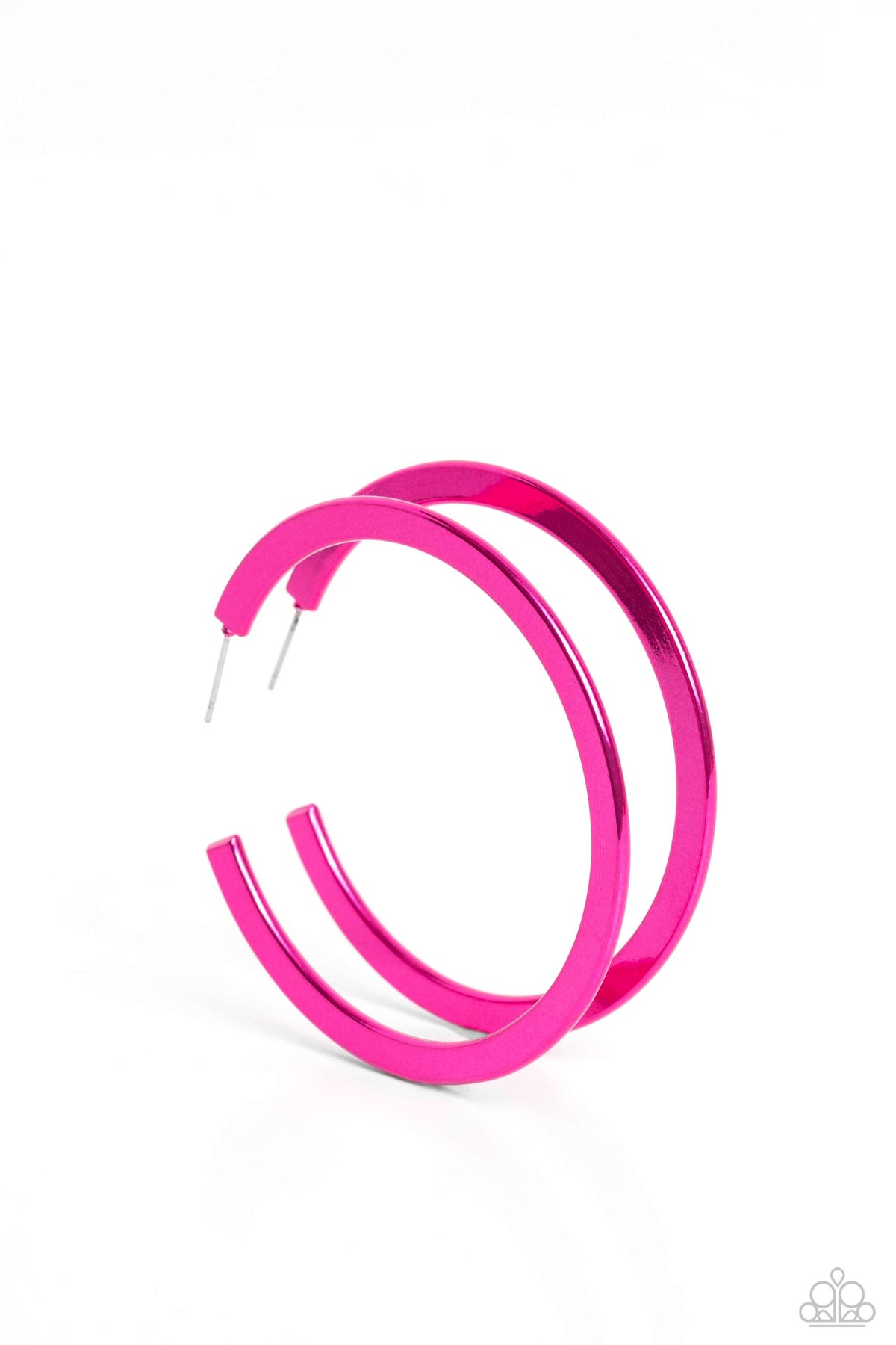 Pop HOOP Pink Hoop Earrings - Paparazzi Accessories- lightbox - CarasShop.com - Paparazzi Jewelry by Cara Jewels