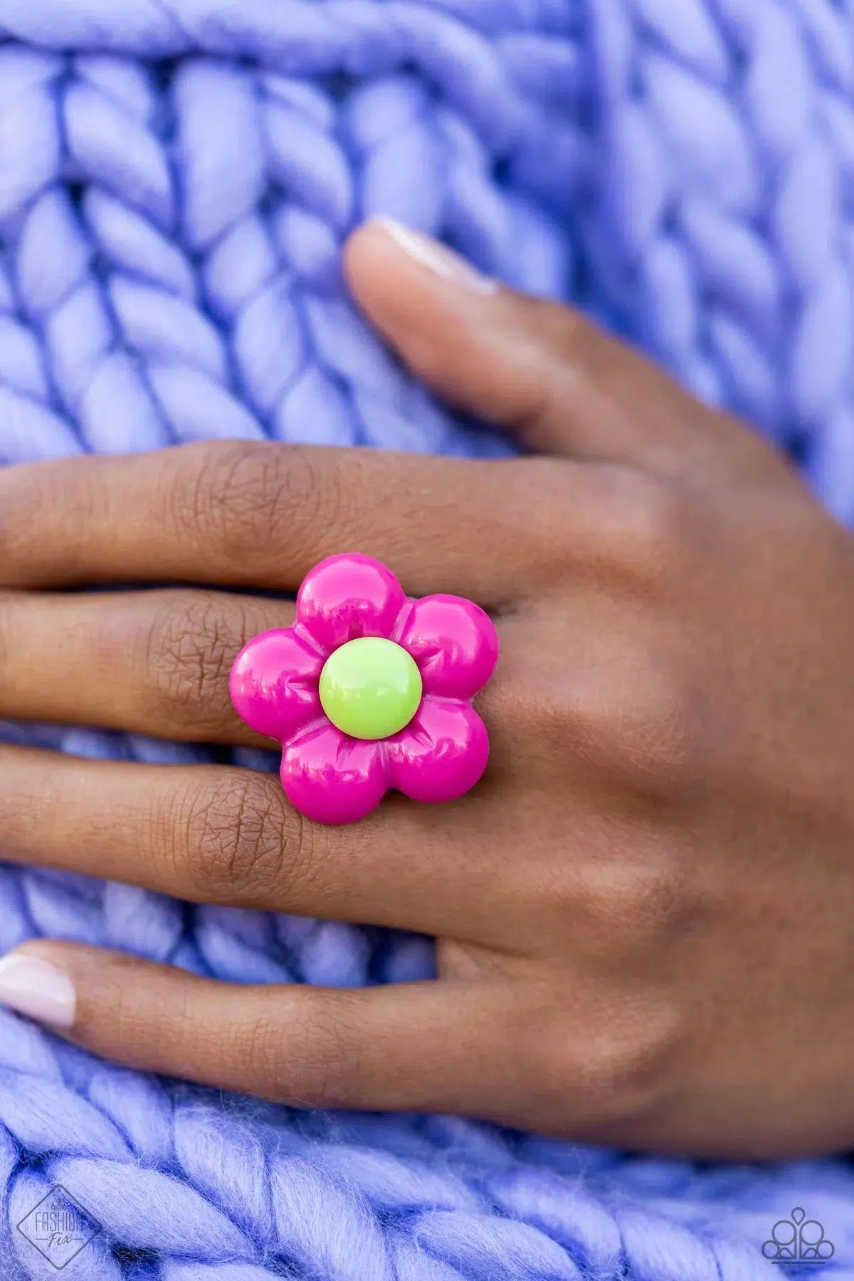 Poppin' Paradise Pink Ring - Paparazzi Accessories- on model - CarasShop.com - Paparazzi Jewelry by Cara Jewels