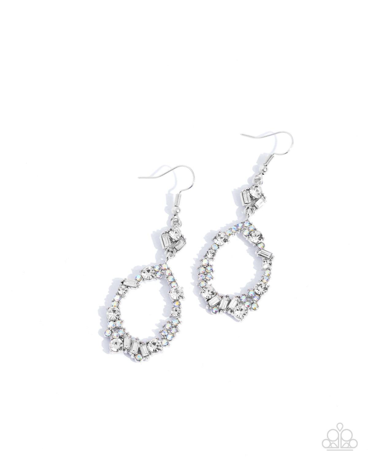 Poppin Pizzazz White Rhinestone Earrings - Paparazzi Accessories- lightbox - CarasShop.com - Paparazzi Jewelry by Cara Jewels