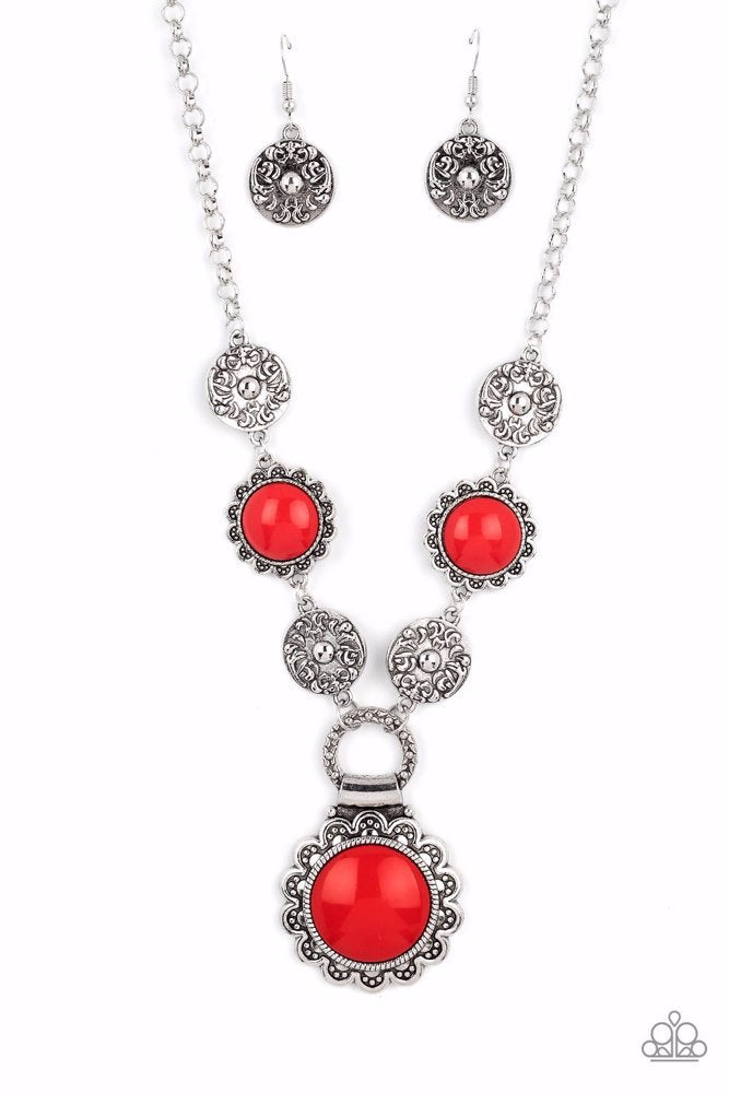 Poppy Persuasion Red Necklace - Paparazzi Accessories- lightbox - CarasShop.com - Paparazzi Jewelry by Cara Jewels