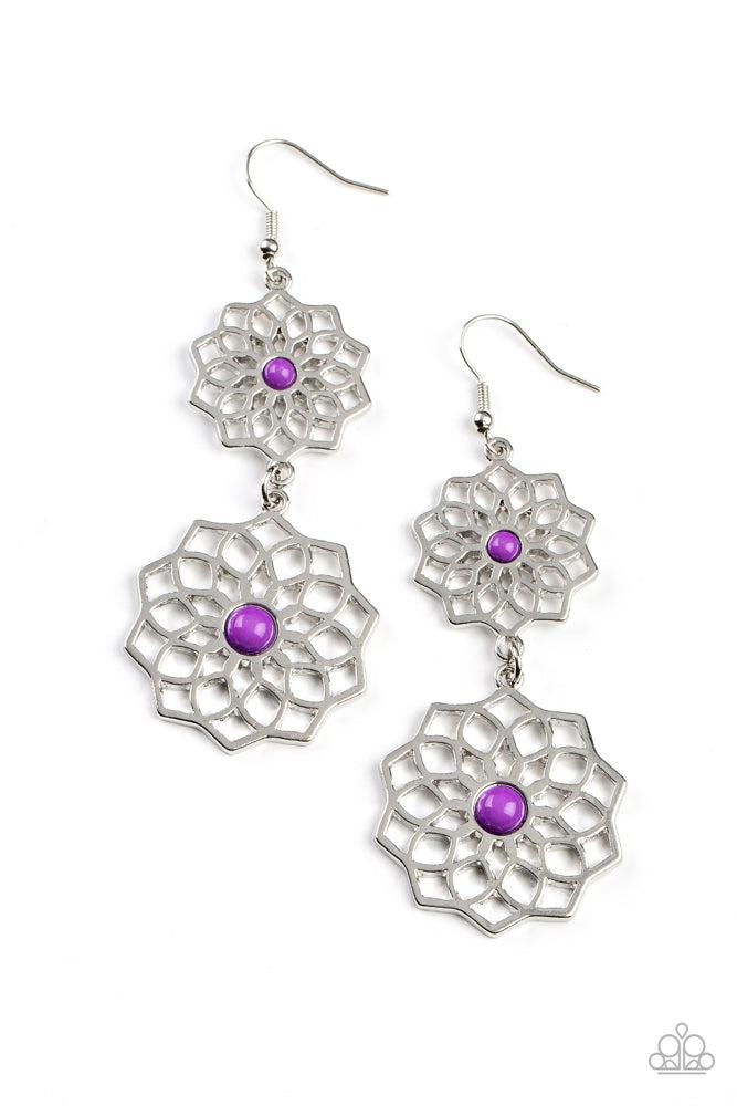 Posh Posy Purple Earrings - Paparazzi Accessories- lightbox - CarasShop.com - Paparazzi Jewelry by Cara Jewels