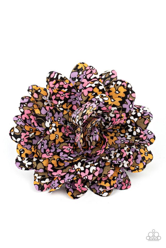 Positively Flower Patch Black Hair Clip - Paparazzi Accessories- lightbox - CarasShop.com - Paparazzi Jewelry by Cara Jewels