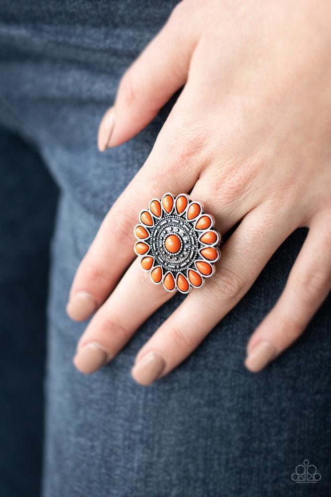 Posy Paradise Orange Ring - Paparazzi Accessories- lightbox - CarasShop.com - Paparazzi Jewelry by Cara Jewels