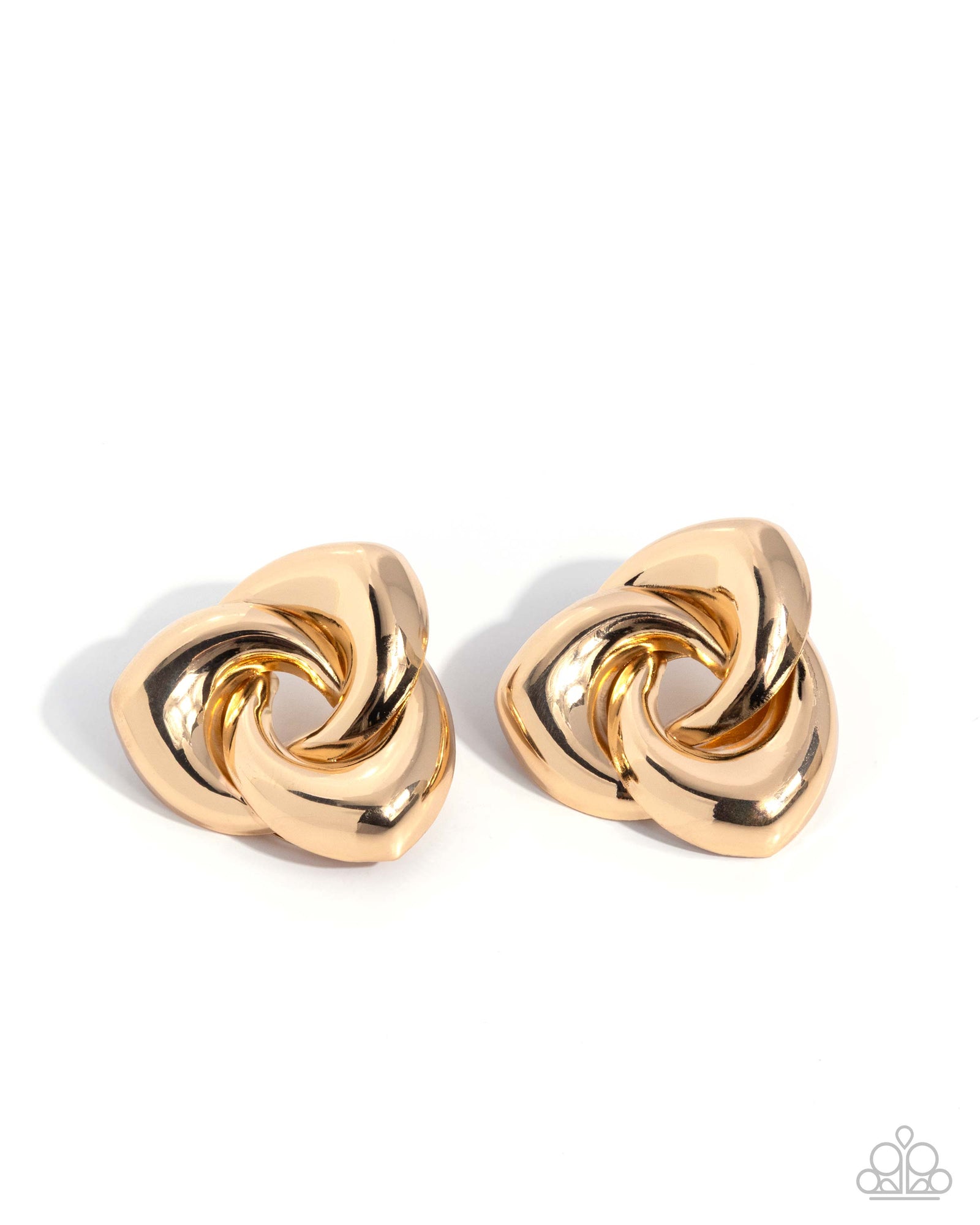 Powerful Polish Gold Post Earrings - Paparazzi Accessories- lightbox - CarasShop.com - Paparazzi Jewelry by Cara Jewels