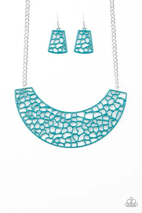 Powerful Prowl Blue Necklace - Paparazzi Accessories- lightbox - CarasShop.com - Paparazzi Jewelry by Cara Jewels