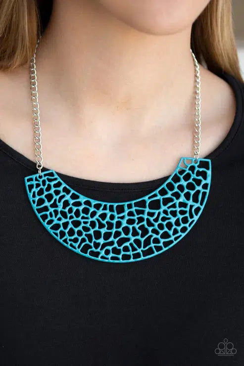Powerful Prowl Blue Necklace - Paparazzi Accessories- lightbox - CarasShop.com - Paparazzi Jewelry by Cara Jewels