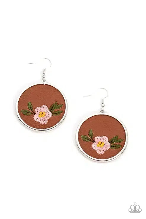 Prairie Patchwork Pink Earrings - Paparazzi Accessories- lightbox - CarasShop.com - Paparazzi Jewelry by Cara Jewels