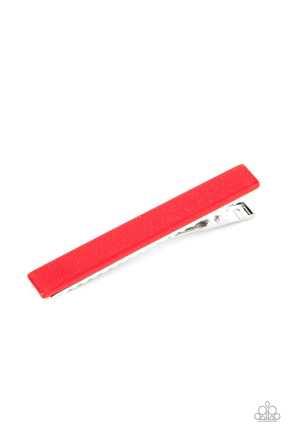 Prettiest Patriot Red Hair Clip - Paparazzi Accessories- lightbox - CarasShop.com - Paparazzi Jewelry by Cara Jewels