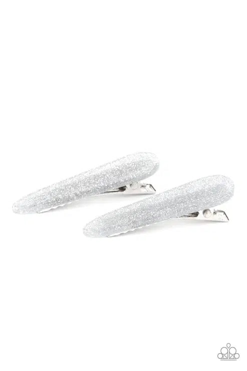 Pretty In PATRIOT Silver Hair Clip - Paparazzi Accessories- lightbox - CarasShop.com - Paparazzi Jewelry by Cara Jewels