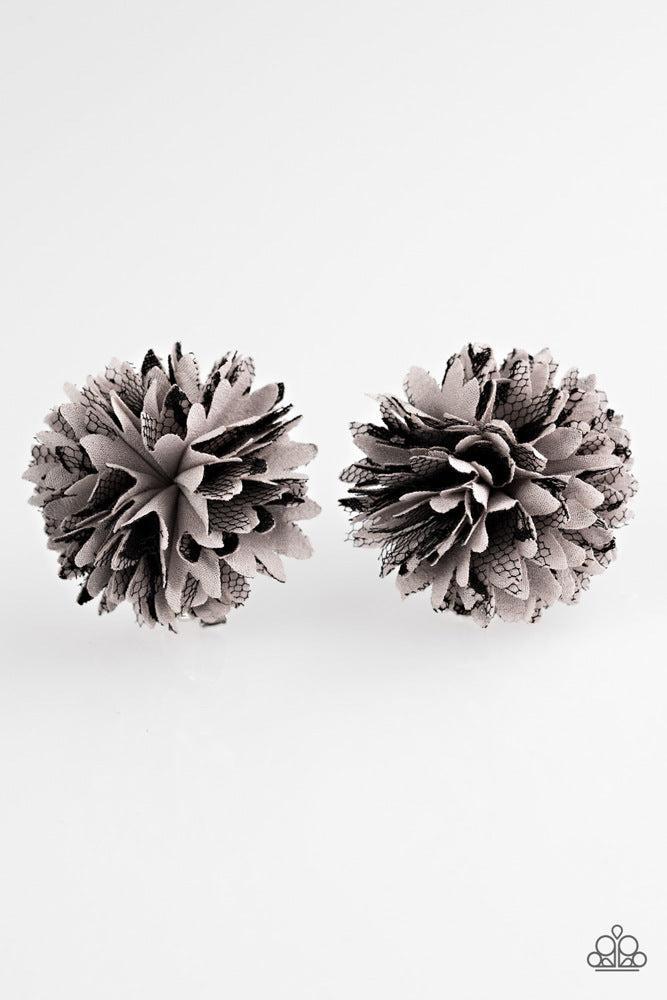 Pretty in Poppies Silver Flower Hair Clips - Paparazzi Accessories- lightbox - CarasShop.com - Paparazzi Jewelry by Cara Jewels