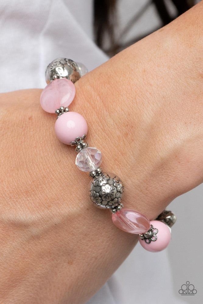 Pretty Persuasion Pink Bracelet - Paparazzi Accessories- on model - CarasShop.com - Paparazzi Jewelry by Cara Jewels