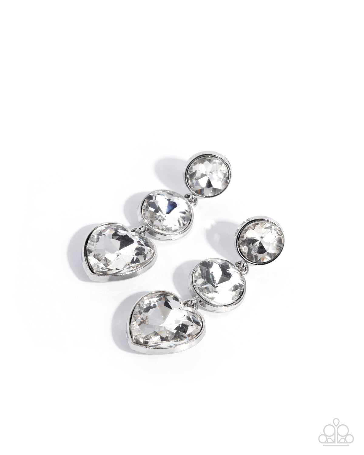 Pretty Poised White Gem Earrings - Paparazzi Accessories- lightbox - CarasShop.com - Paparazzi Jewelry by Cara Jewels
