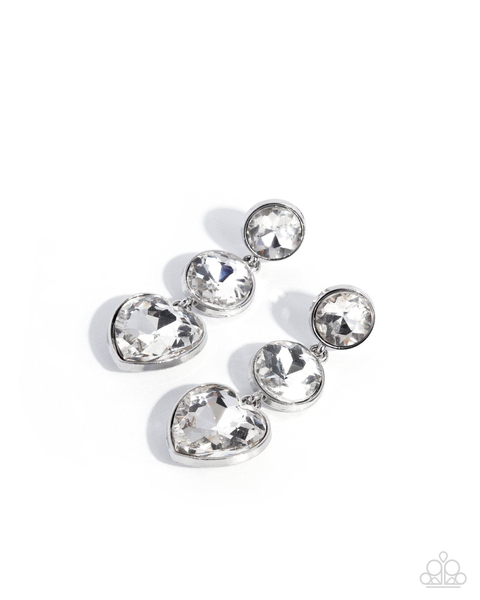 Pretty Poised White Gem Earrings - Paparazzi Accessories- lightbox - CarasShop.com - Paparazzi Jewelry by Cara Jewels