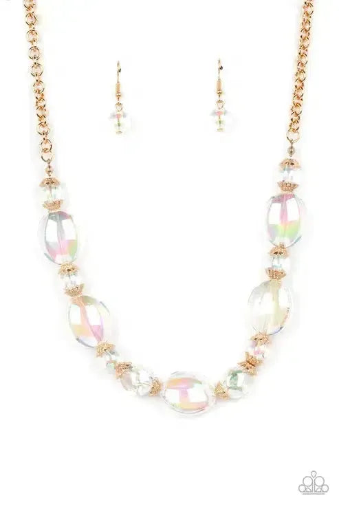 Prismatic Magic Gold Necklace - Paparazzi Accessories- lightbox - CarasShop.com - Paparazzi Jewelry by Cara Jewels